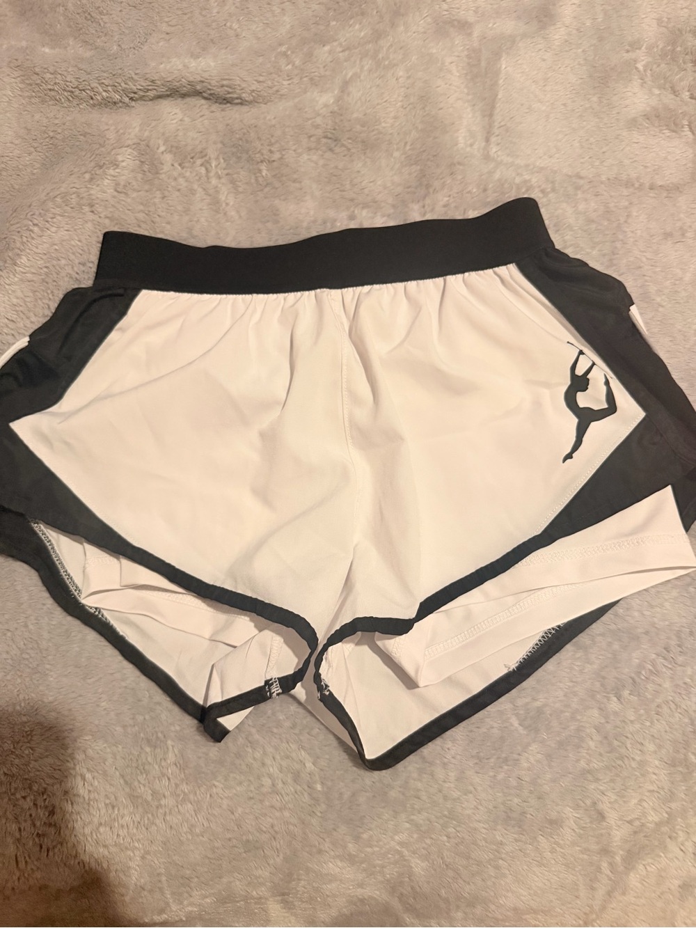 Women's White and Black Athletic Shorts